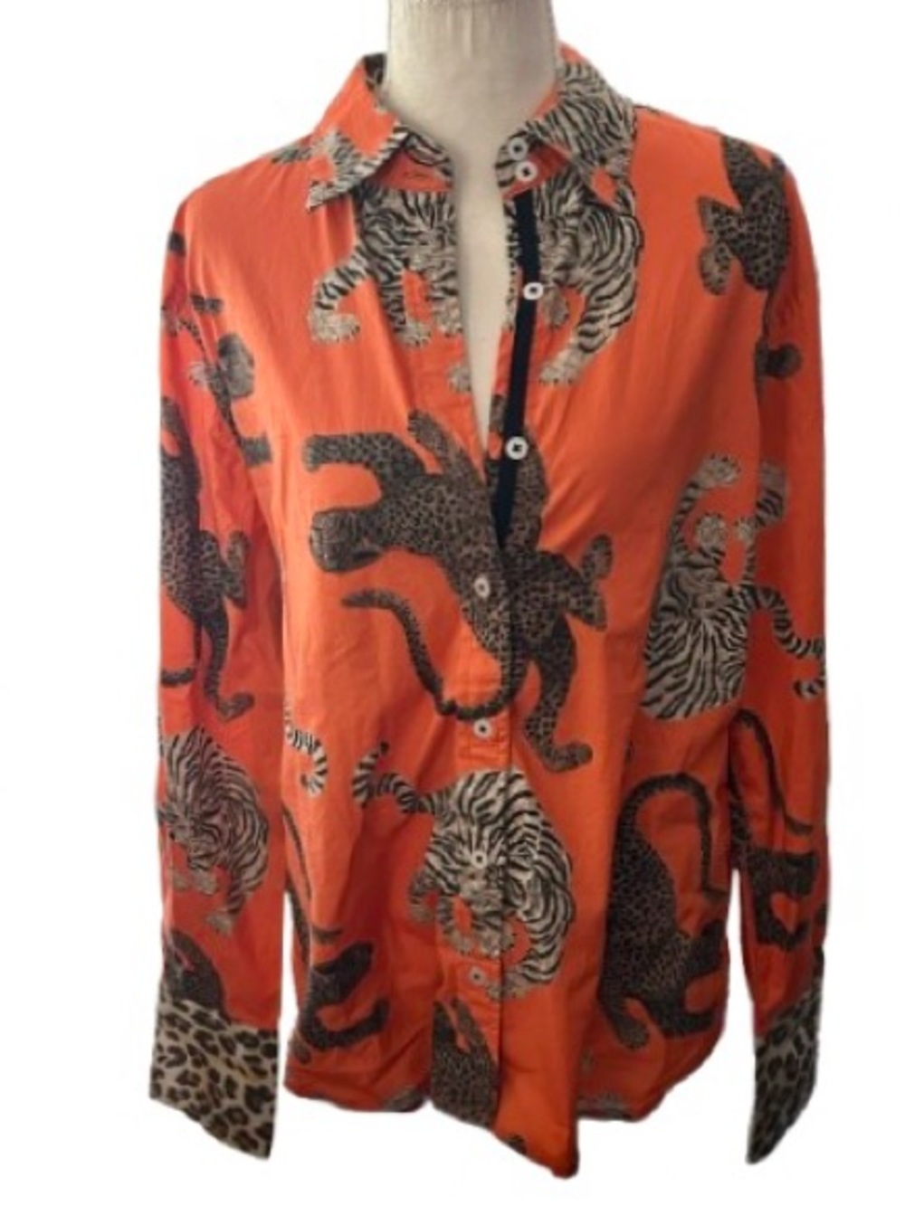Cat Leopard TIZZIE 100% Cotton Safari Cougar Large Top Shirt Designer